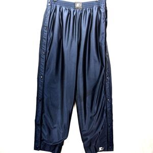 VTG Starter Sweat Pants Mens M Blue Reversible Break Tear Away Satin Warm Up Y2K